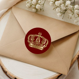 Adesivo Selo de Envelope Vermelho Dourado Elegante