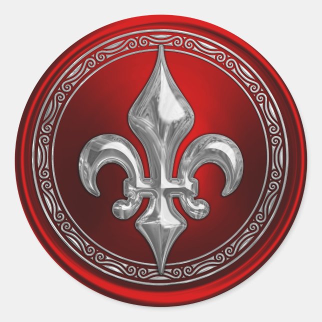 Adesivo Selo de Envelope Vermelho e Prata (Frente)