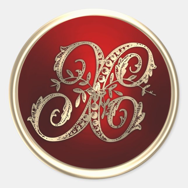 Adesivo Selo de envelope X monograma Dourado e vermelho (Frente)