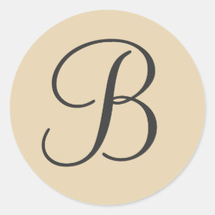 Adesivo Selo de Envelopes Monogramas Creme e Preto / Etiqu