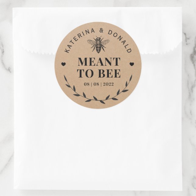 Adesivo Selo de Favor de Casamento Rústico Kraft Meant To  (Bolsa)