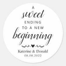 Selo de Favor de Casamento Sweet White Script