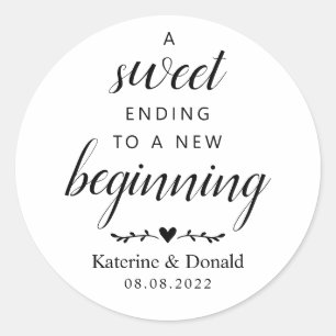 Adesivo Selo de Favor de Casamento Sweet White Script
