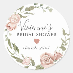 Adesivo Selo de Favor de Chuveiro de Noiva Floral Rosa Poe
