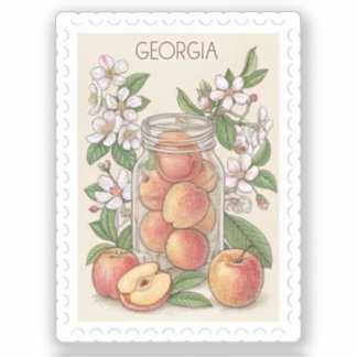 Adesivo Selo de Flor de Pote de Pedra Vintage Georgia Peac