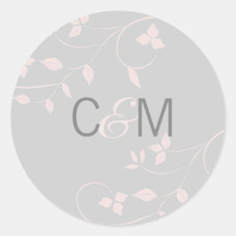 Adesivo Selo de Iniciais de Casamento Rosa e Cinza