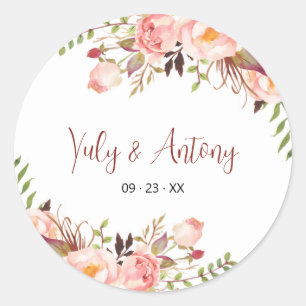 Adesivo Selo de Jardim de Rosas Beije com Aquarela Arte