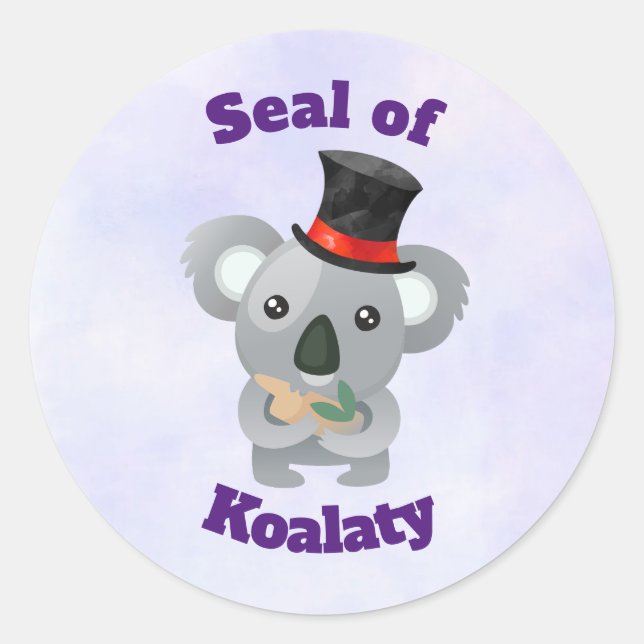 Adesivo Selo de Koalaty com Urso Koala Cute (Frente)
