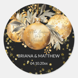 Adesivo Selo de Natal Casamento Preto Dourado