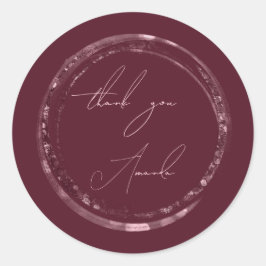 Adesivo Selo de Nome Obrigado Rosa Borgonha Brilho 