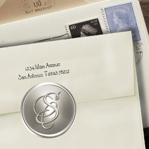 Adesivo Selo de prata do envelope do monograma S