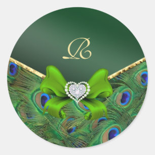 Adesivo Selo de Presente de Casamento de Peacock Verde Eme