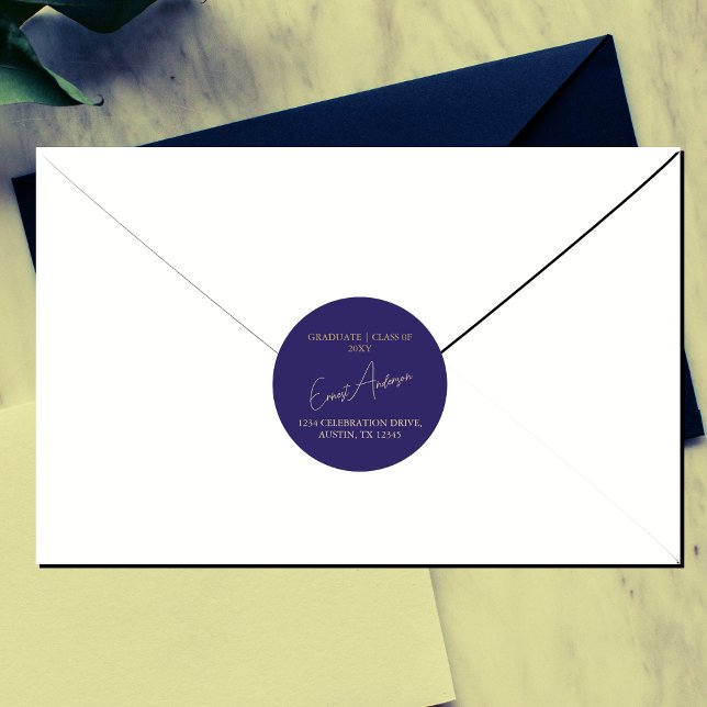 Adesivo Selo de Retorno de Formatação Azul Simples Moderno (Criador carregado)