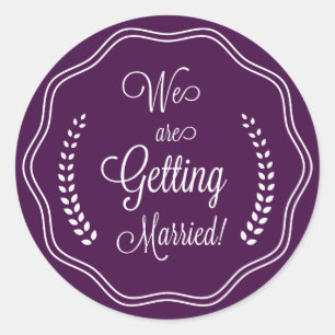 Adesivo Selo de Script Bonito Roxo Salve a Data