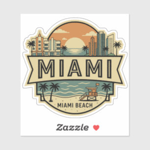 Adesivo Selo de Viagem Vintage da Cidade de Miami Florida