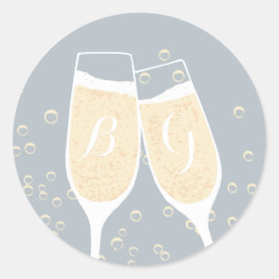 Adesivo Selo do brinde de Champagne do casamento