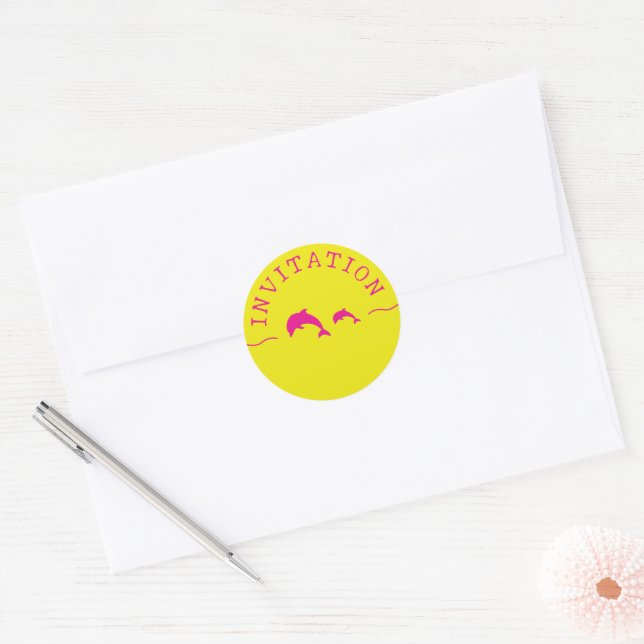 Adesivo Selo do Envelope Amarelo e Rosa dos Golfinhos (Envelope)