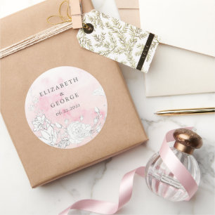 Adesivo selo do envelope de casamento do monograma floral
