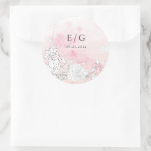 Adesivo selo do envelope de casamento do monograma floral 