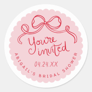 Adesivo Selo do Envelope do Chá de panela Branco Rosa-Verm