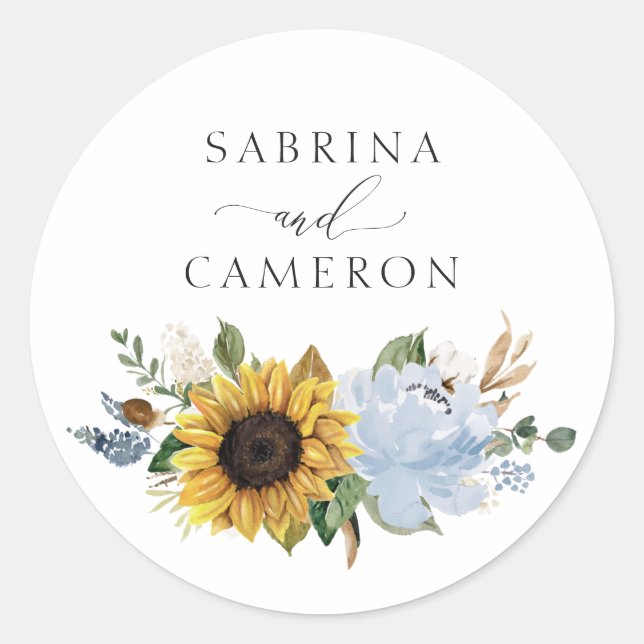 Adesivo Selo do Envelope Floral Elegante Azul-Enpoeirado (Frente)