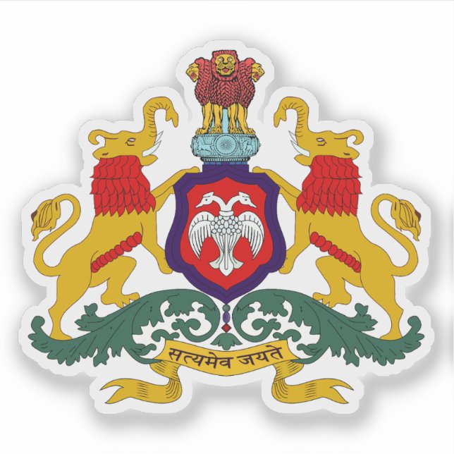 Adesivo Selo do Estado de Karnataka, Índia (Frente)