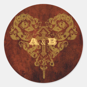 Adesivo Selo do favor de Steampunk do Victorian (coração