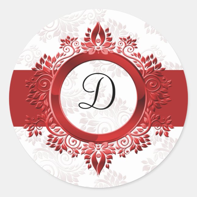 Adesivo selo do monograma vermelho (Frente)