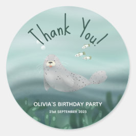 Adesivo Selo Do Oceano Cento Obrigado Aniversário de crian