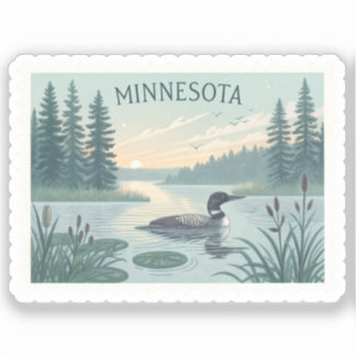 Adesivo Selo do Pôr do Sol no Lago Loon em Minnesota Vinta