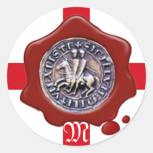 Adesivo SELO dos CAVALEIROS TEMPLAR, monograma vermelho da