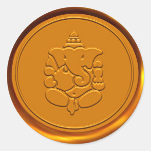 Adesivo Selo dourado da cera de Ganesha