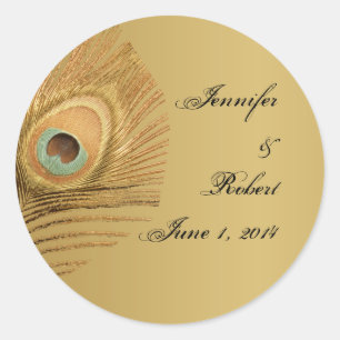 Adesivo Selo dourado do envelope do pavão