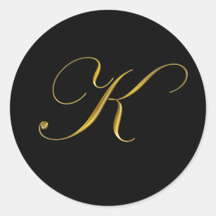 Adesivo Selo Dourado elegante do envelope do monograma K
