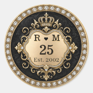 Adesivo Selo Dourado Monograma de 25º Aniversário
