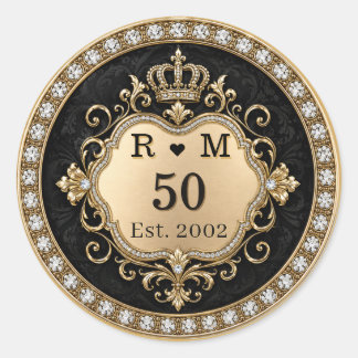 Adesivo Selo Dourado Monograma de Aniversário de 50 anos