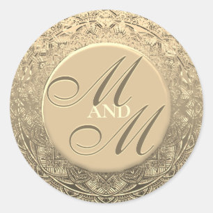 Adesivo Selo Dourado Monograma de Script