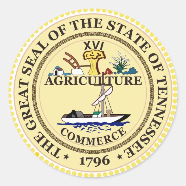 Adesivo Selo Estadual do Tennessee (Frente)