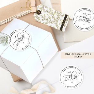 Adesivo Selo/Favor de Envelope de Casamento Elegante e Mod