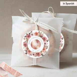 Adesivo Selo/Favor de Envelope Floral para Primeira Comunh