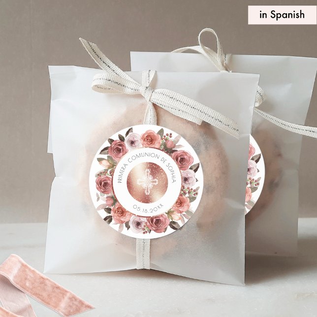 Adesivo Selo/Favor de Envelope Floral para Primeira Comunh (Criador carregado)