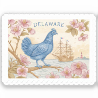 Adesivo Selo Flor de Pessegueiro Delaware Blue Hen Vintage