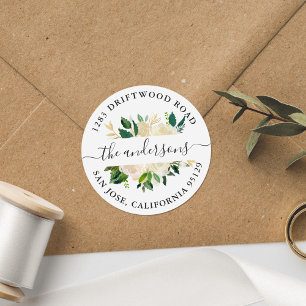 Adesivo Selo floral Dourado do envelope do endereço do