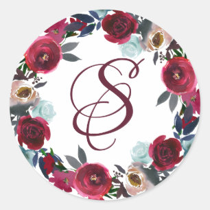 Adesivo Selo floral vermelho elegante do envelope do