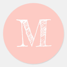 Adesivo Selo Inicial de Monograma de Roteiro Moderno Rosa