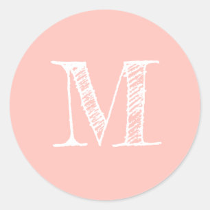 Adesivo Selo Inicial de Monograma de Roteiro Moderno Rosa