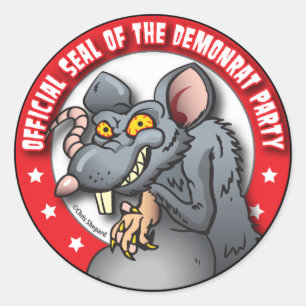 Adesivo SELO OFICIAL do PARTIDO DEMON-RAT Roedor Mau