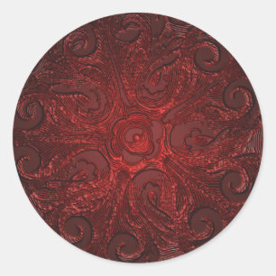 Adesivo Selo ornamentado gravado falso do olhar, vermelho