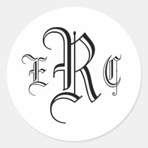 Adesivo Selo preto & branco do monograma de três letras d