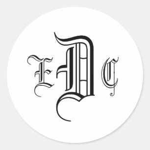 Adesivo Selo preto & branco do monograma de três letras d